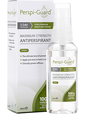 Perspi-Guard 50ml Spray High Strength Antiperspirant Solutions for hyperhidrosis manufactured by Avanor Healthcare UK